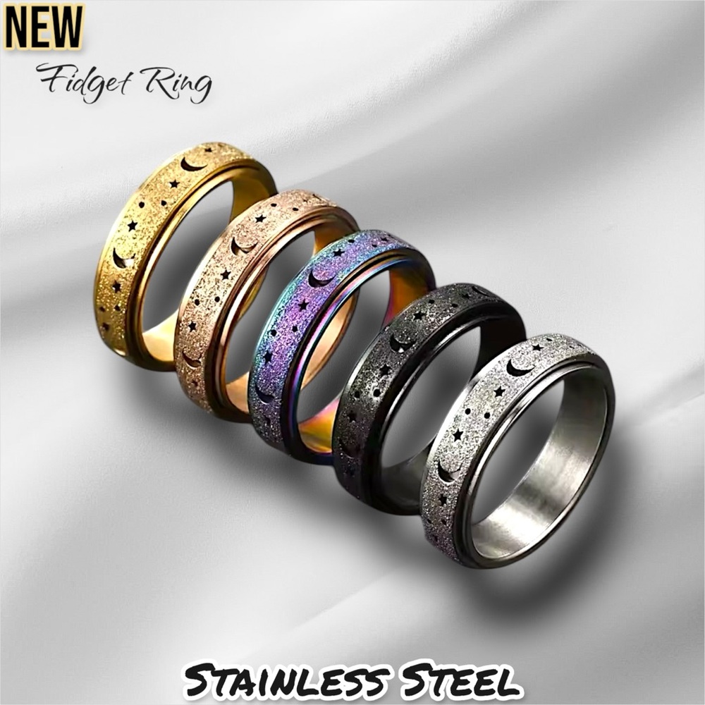 New Unisex Anti Stress Anxiety Fidget Spinner Rotating Design Trendy Moon And St
